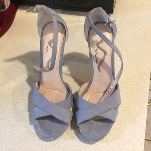 Nina grey suede shoes with gem detailing